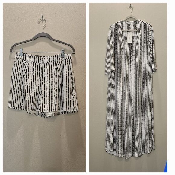 NWT Lucy Paris Striped Cardigan/Shorts set Size M - Picture 1 of 12